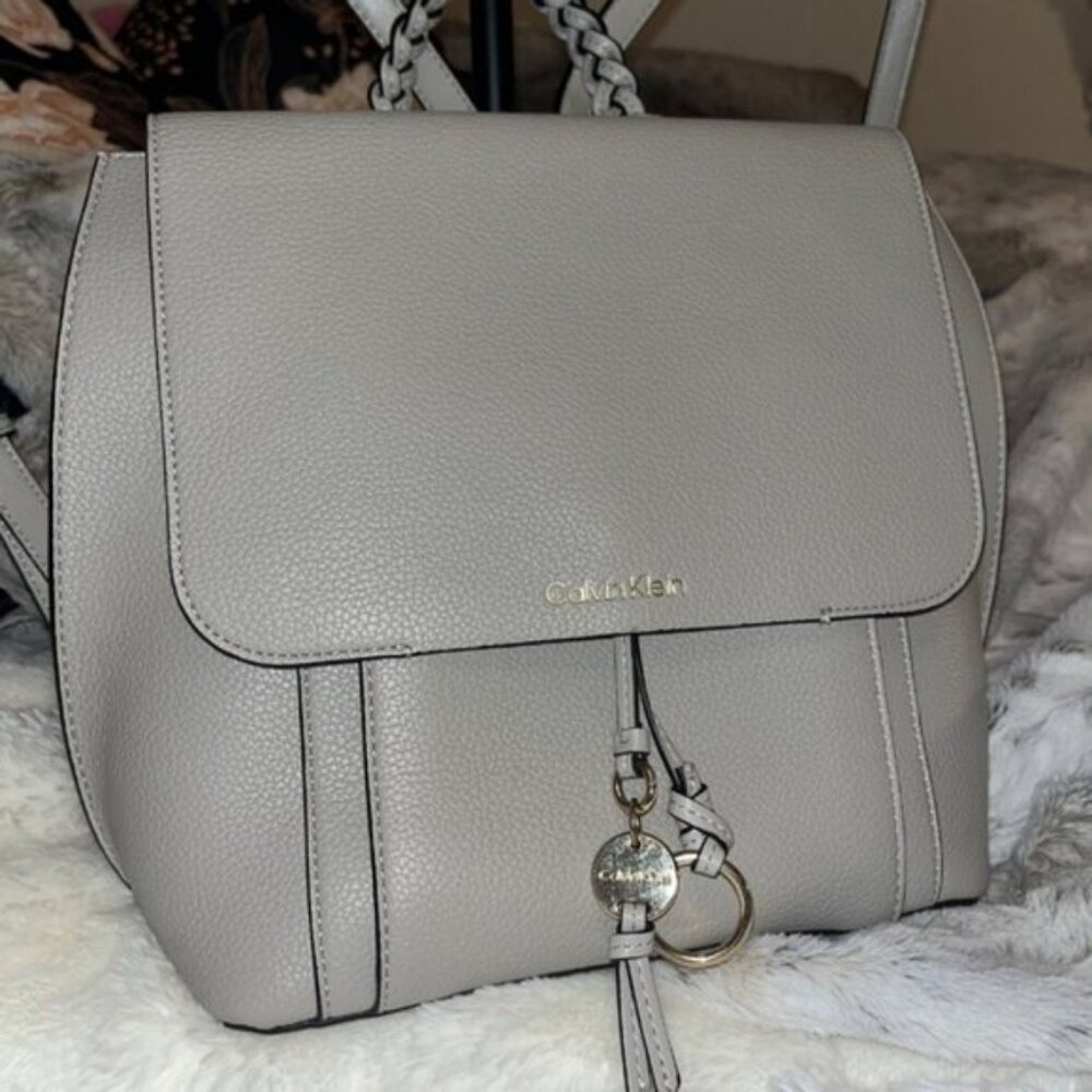 Csavin Klein Shelly Flap Backpack in Dove Gray